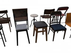 Chair Pack - Game props 3D Model