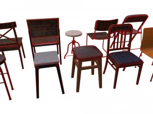 Chair Pack - Game props 3D Model