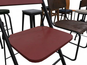 Chair Pack - Game props 3D Model