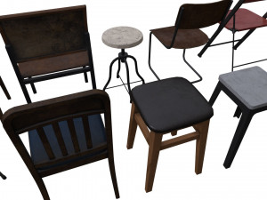 Chair Pack - Game props Modelo 3D