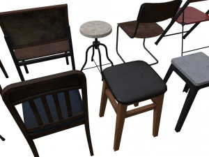 Chair Pack - Game props 3D Model