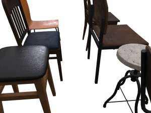 Chair Pack - Game props 3D Model