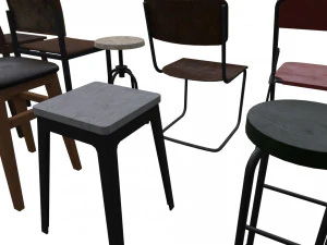 Chair Pack - Game props 3D Model