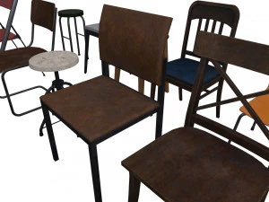 Chair Pack - Game props 3D Model