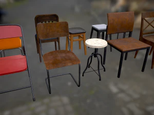Chair Pack - Game props 3D Model