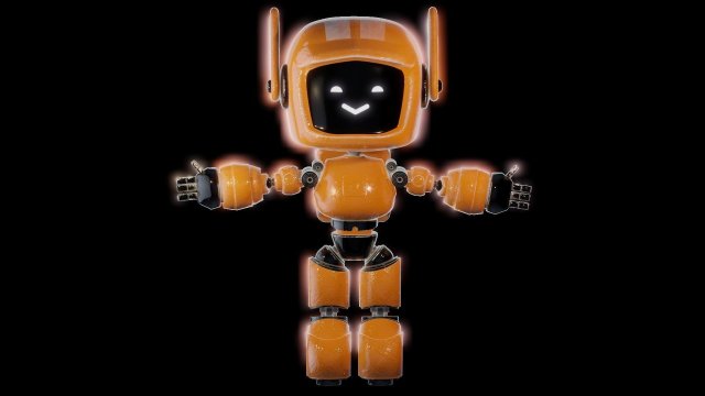 Orange Bot Rigged and Ready for Animation 3D Model .c4d .max .obj .3ds .fbx .stl .blend