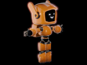 Orange Bot Rigged and Ready for Animation 3D Model