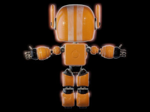 Orange Bot Rigged and Ready for Animation 3D Model