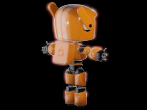 Orange Bot Rigged and Ready for Animation 3D Model
