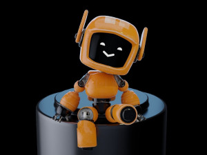 Orange Bot Rigged and Ready for Animation 3D Model
