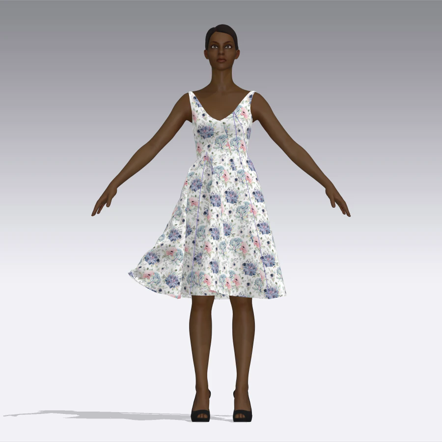 Assimetric dress 3D Model .c4d .max .obj .3ds .fbx .stl .blend 