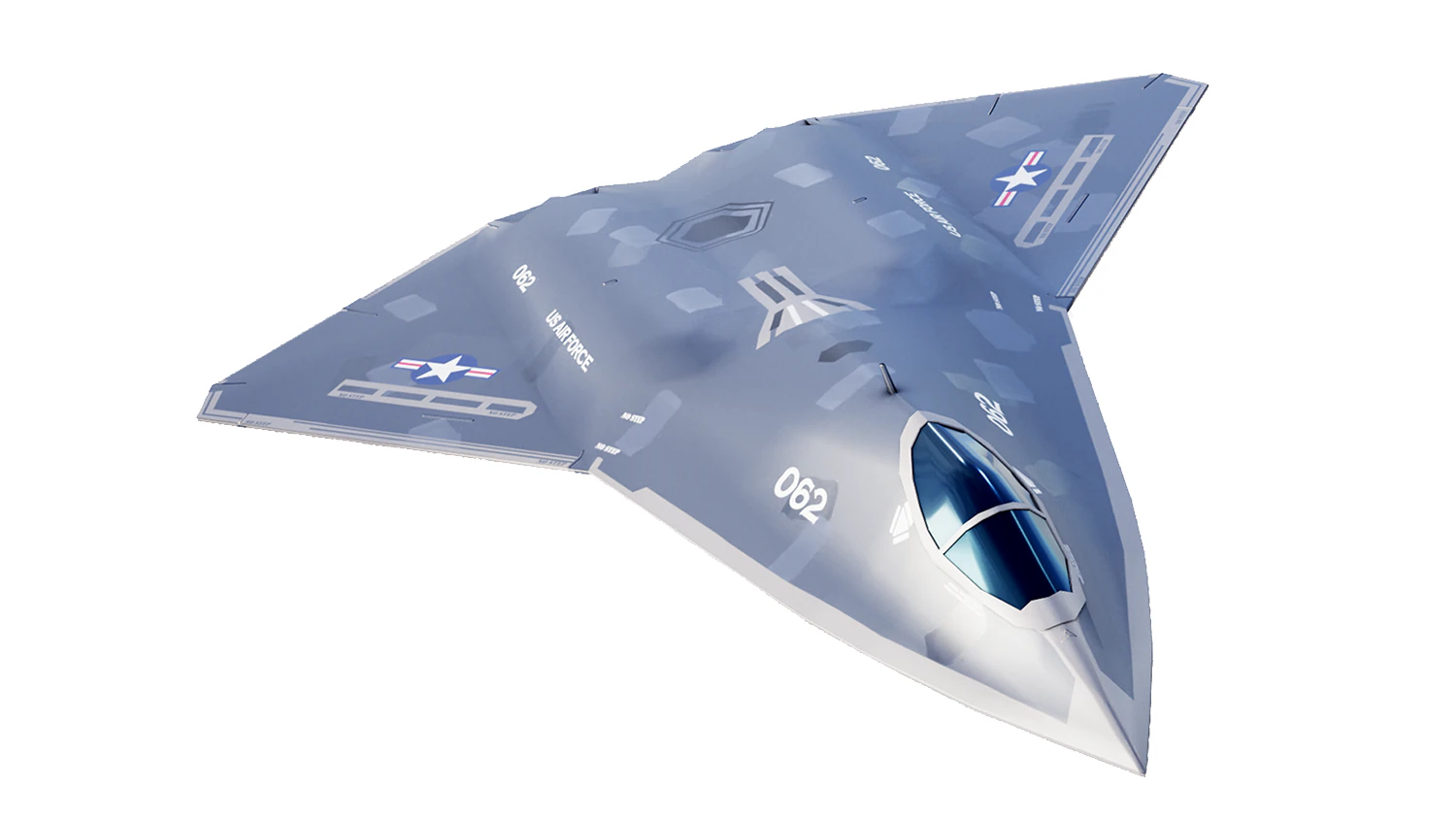 Sixth-Generation Fighter Concept 3D Model .c4d .max .obj .3ds .fbx .stl .blend 