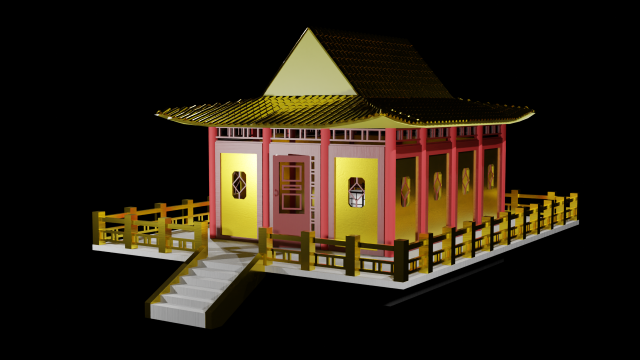 Tea Room chinese house 3D Model .c4d .max .obj .3ds .fbx .stl .blend 