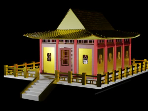Rumah Cina Ruang Teh Model 3D
