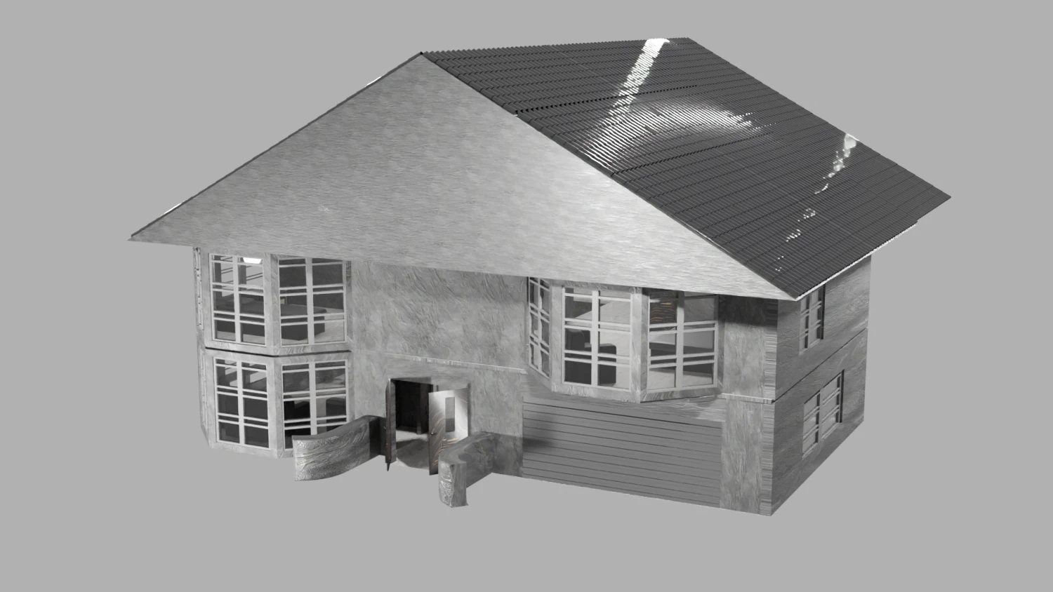 Two-storey house 3D Model .c4d .max .obj .3ds .fbx .stl .blend 