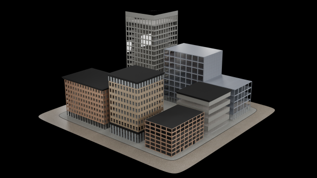 A set of skyscrapers buildings Modelo 3D .c4d .max .obj .3ds .fbx .stl .blend 
