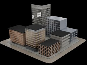 A set of skyscrapers buildings 3D Model
