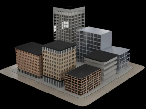 गगनचुंबी इमारतों का एक सेट 3D मॉडल