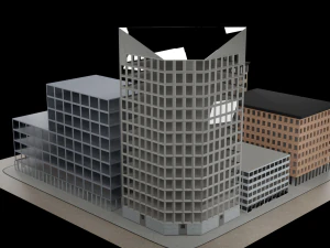 A set of skyscrapers buildings 3D Model