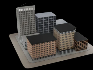 A set of skyscrapers buildings 3D Model