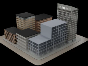 A set of skyscrapers buildings 3D Model