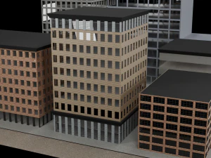 A set of skyscrapers buildings 3D Model