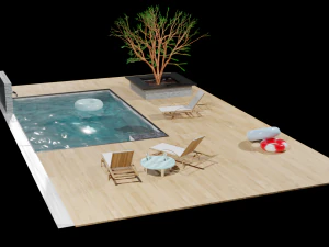 Swimming pool outdoor pool 3D Model
