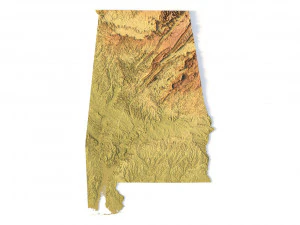 Modelo STL do mapa topogr&aacute;fico do Alabama Modelo de Impressão 3D