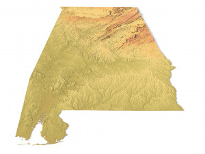 Alabama Topographic Map STL Model 3D 打印模型
