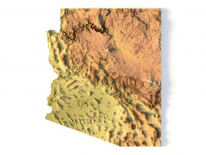Modelo STL topogr&aacute;fico do mapa do Arizona Modelo de Impressão 3D
