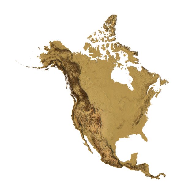 North America without Greenland STL 3D Принт Модель .c4d .max .obj .3ds .fbx .stl .blend 