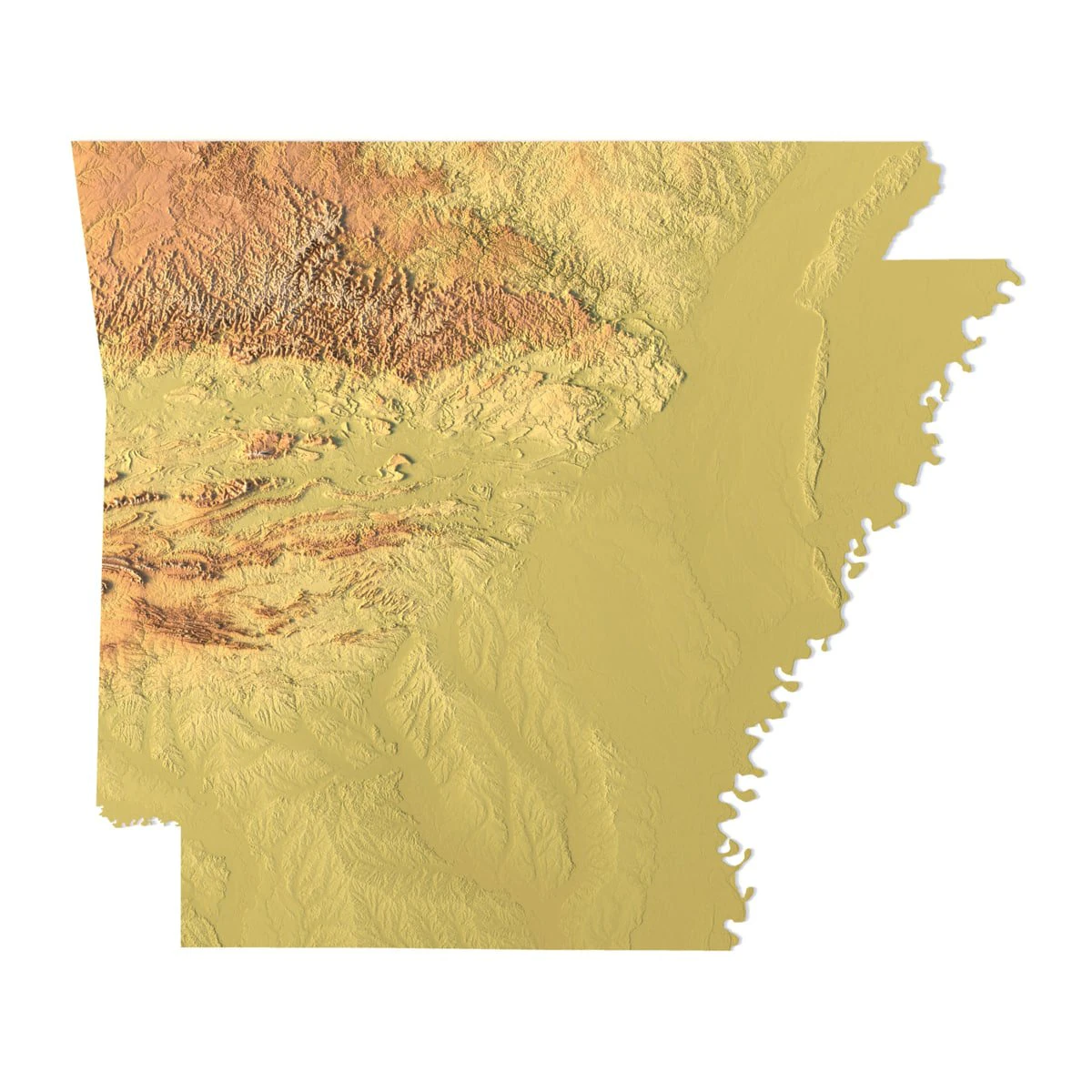 Arkansas Topographic Map STL Models 3D Print Model .c4d .max .obj .3ds .fbx .stl .blend
