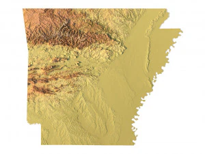 Arkansas Topographic Map STL Models 3D Print Model