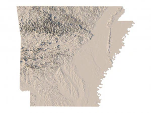 Arkansas Topographic Map STL Models 3D Print Model