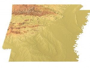 Arkansas Topographic Map STL Models 3D Baskı Modeli