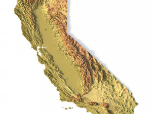 Modelo STL do mapa topogr&aacute;fico da Calif&oacute;rnia Modelo de Impressão 3D
