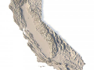 Topographic California Map STL Model 3D Print Model