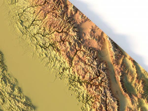 Topographic California Map STL Model 3D Print Model