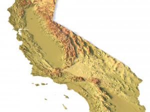 Topographic California Map STL Model 3D Print Model