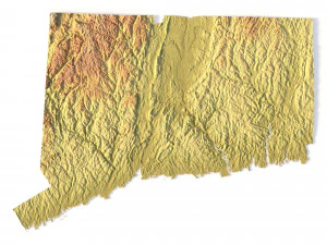 Modelo STL de mapa topogr&aacute;fico de Connecticut Modelo de Impressão 3D