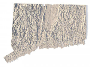Connecticut Topographic Map STL Model Modèles 3D en vedette