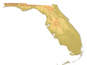 Florida Topographic Map STL Model 3D Print Model