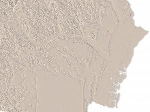 Topographic Map of Georgia USA STL Model 3D Print Model