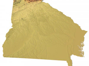 Topographic Map of Georgia USA STL Model 3D Print Model