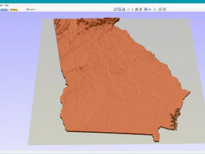 Topographic Map of Georgia USA STL Model 3D Print Model