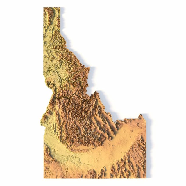 Idaho Topographic Map STL Model 3D-printmodel .c4d .max .obj .3ds .fbx .stl .blend