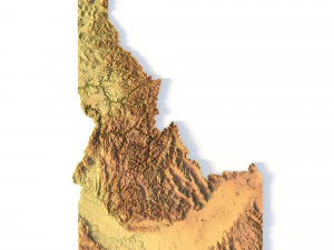 Modelo STL do mapa topogr&aacute;fico de Idaho Modelo de Impressão 3D