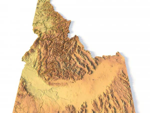 Idaho Topographic Map STL Model 3D Print Model