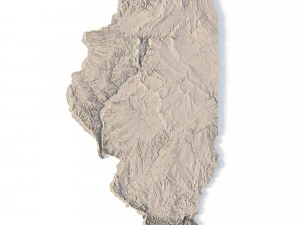 Illinois Topographic Map STL Model 3D Print Model