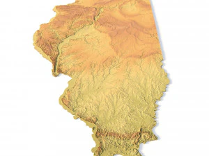 Illinois Topographic Map STL Model 3D Print Model